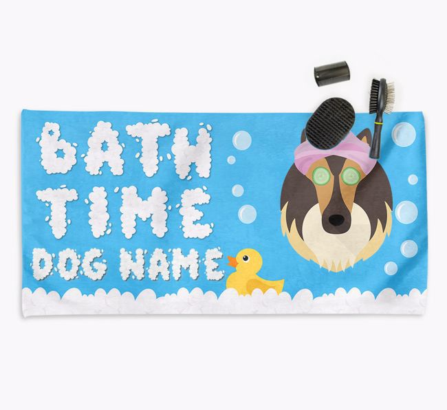 'Bubble Bath Time' Personalised Dog Towel for your {breedCommonName}